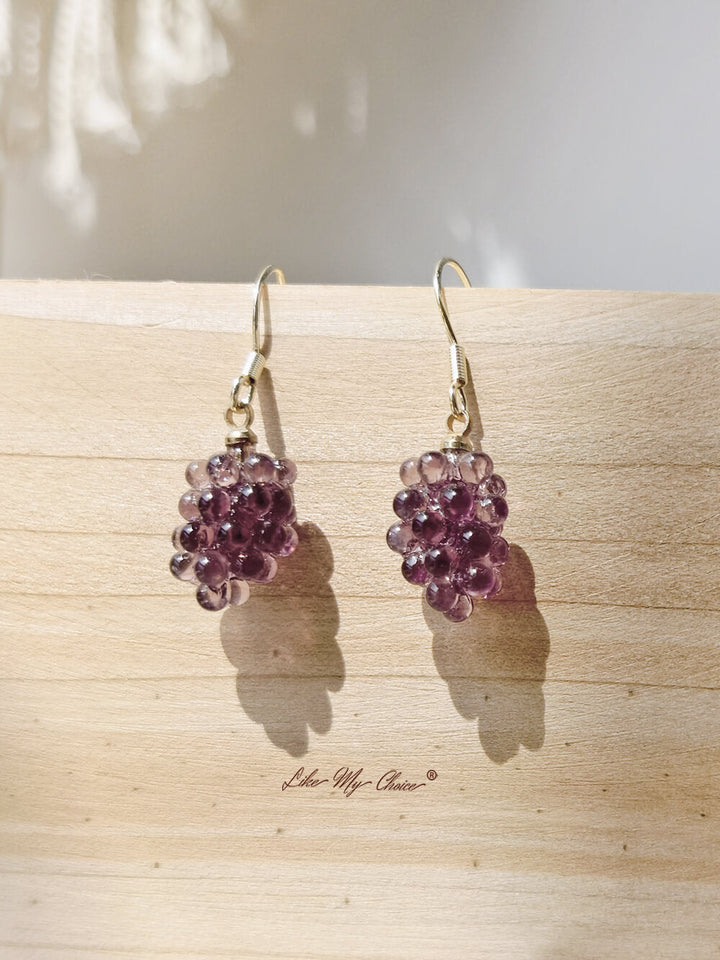 Boucles d'oreilles raisin violet