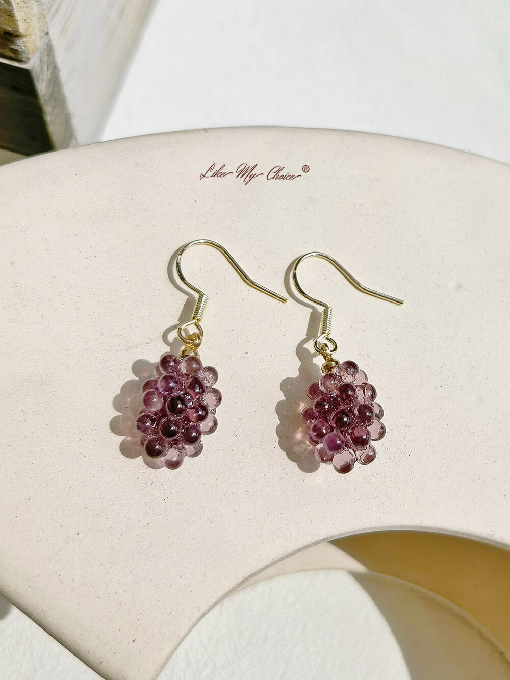Boucles d'oreilles raisin violet