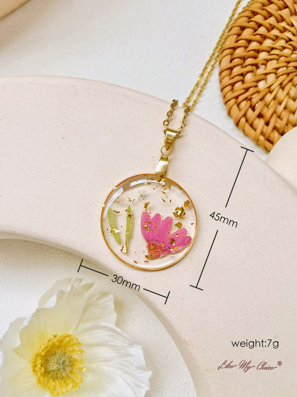 Buquê de flores de nascimento feito à mão colares com pingente de resina prensada - flor de fevereiro