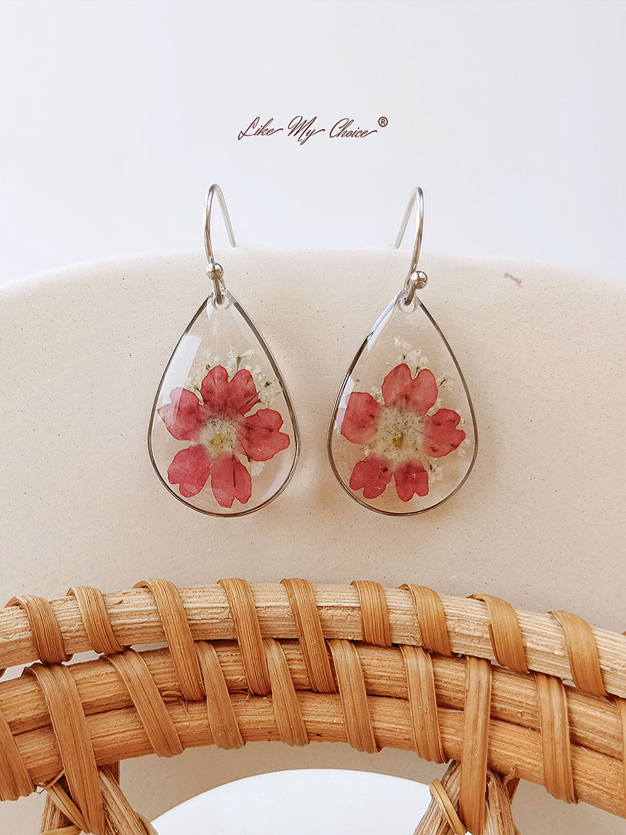 Verbena Flower Resin Earrings Floral Jewelry