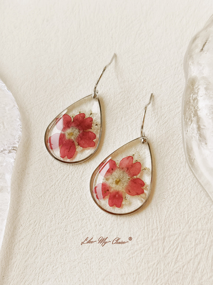 Verbena Flower Resin Earrings Floral Jewelry