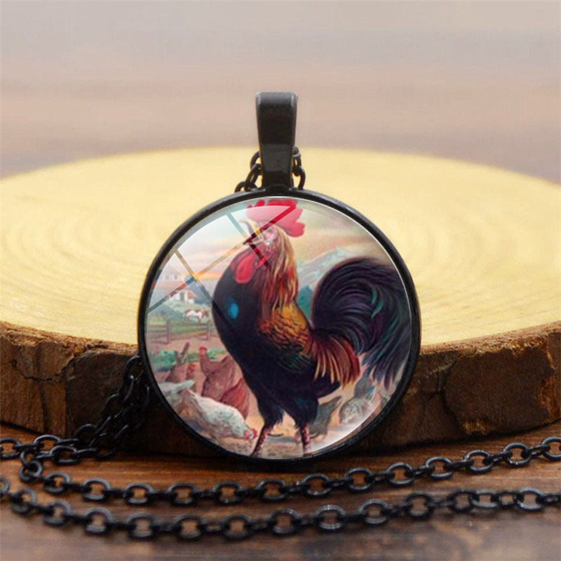 LikeMyChoice? Rooster Pendant Colorful Rooser Necklace