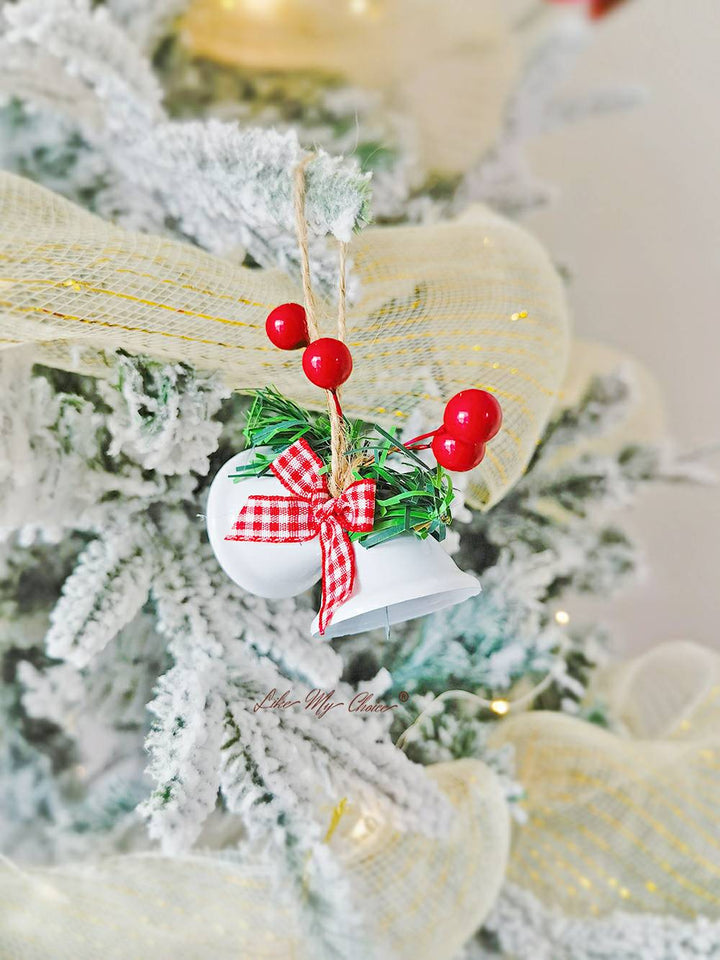 Pingente de árvore de Natal com janela de sino de chifre duplo de Natal