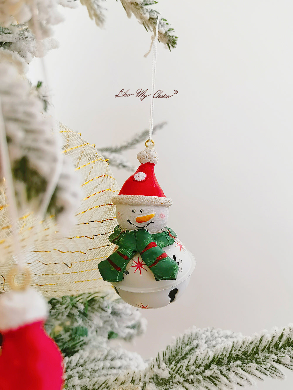 Χριστουγεννιάτικο ρετσίνι Old Man Snowman Bell μενταγιόν