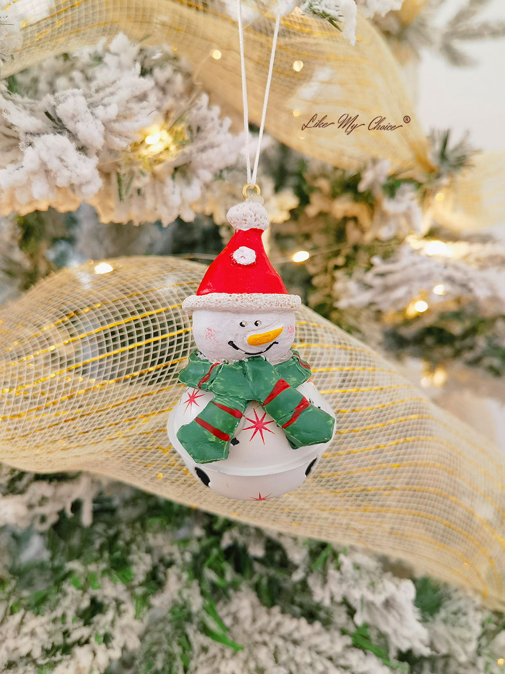 Christmas Resin Old Man Snowman Bell Pendant