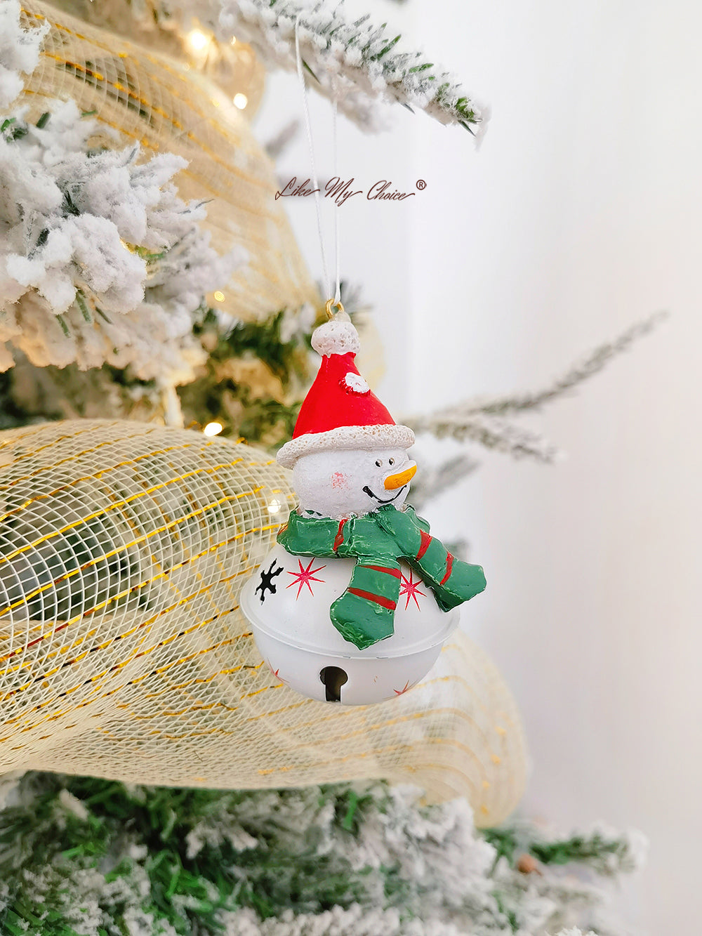 Christmas Resin Old Man Snowman Bell Pendant