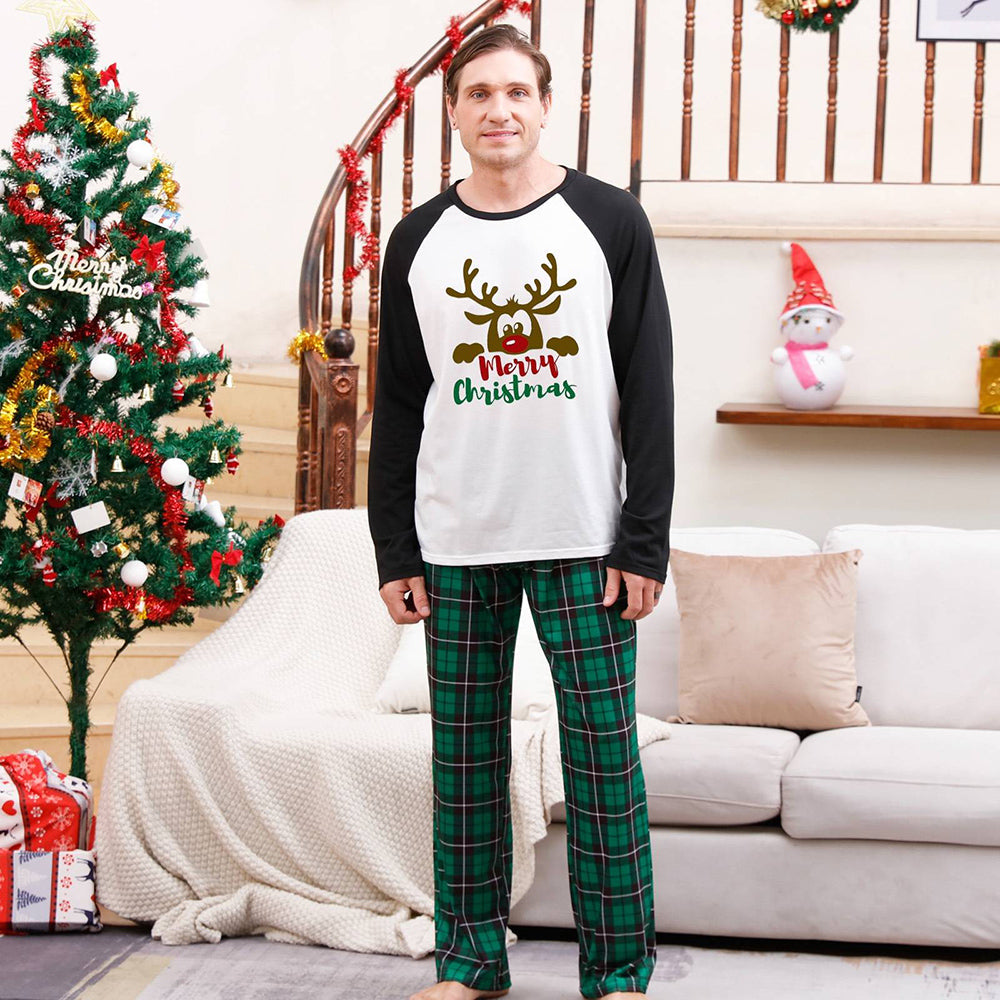 Set pigiama scozzese verde e nero Merry Christmas