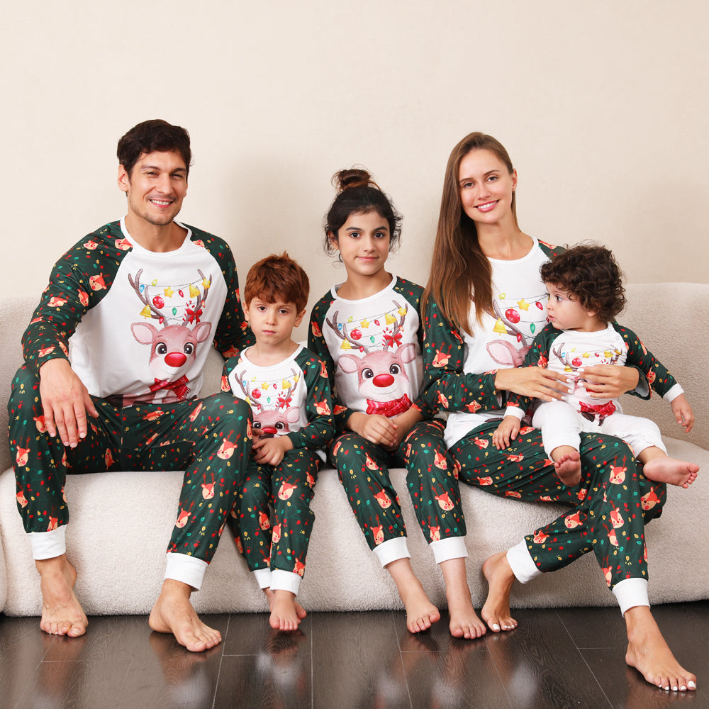 Conjuntos de pijamas coloridos de cervo Fmalily combinando