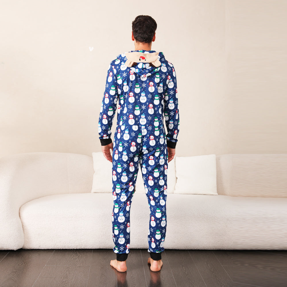 Onesies de pijamale asortate cu omul de zăpadă albastru
