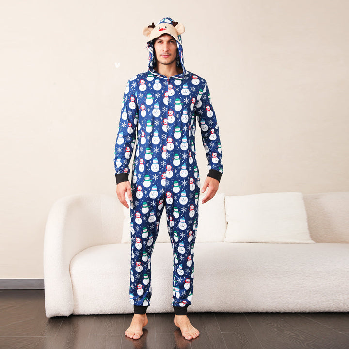 Blue Snowman Familjematchande pyjamas Onesies