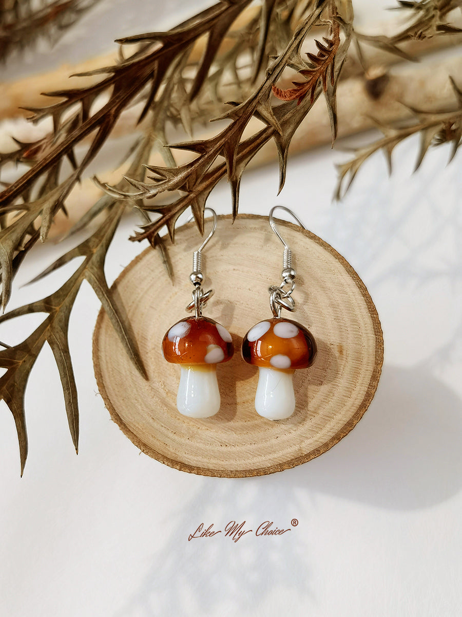 Boho Earrings - Cute Handmade Mushroom