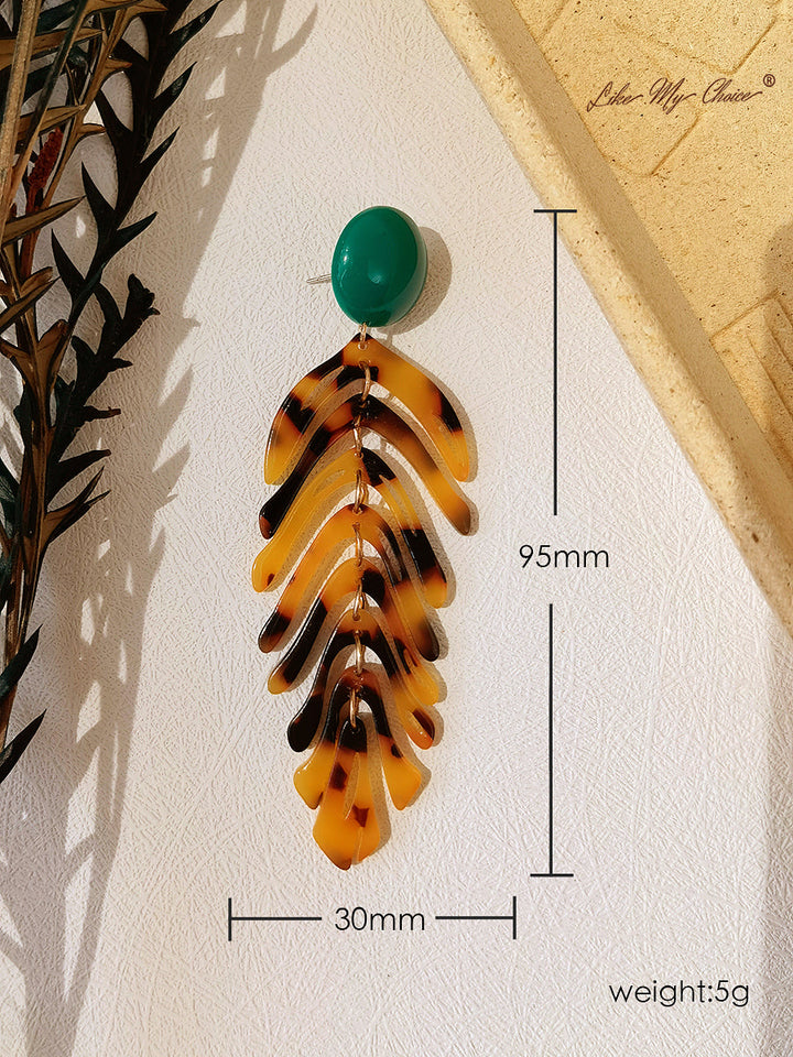 Liść kwarcu Długie kolczyki z żywicy Czeska biżuteria
