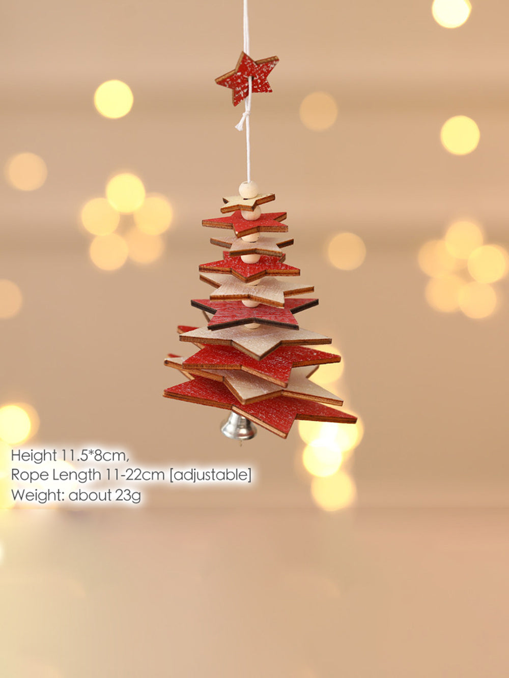 Copo de nieve estrella de cinco puntas navideño con colgante de campana