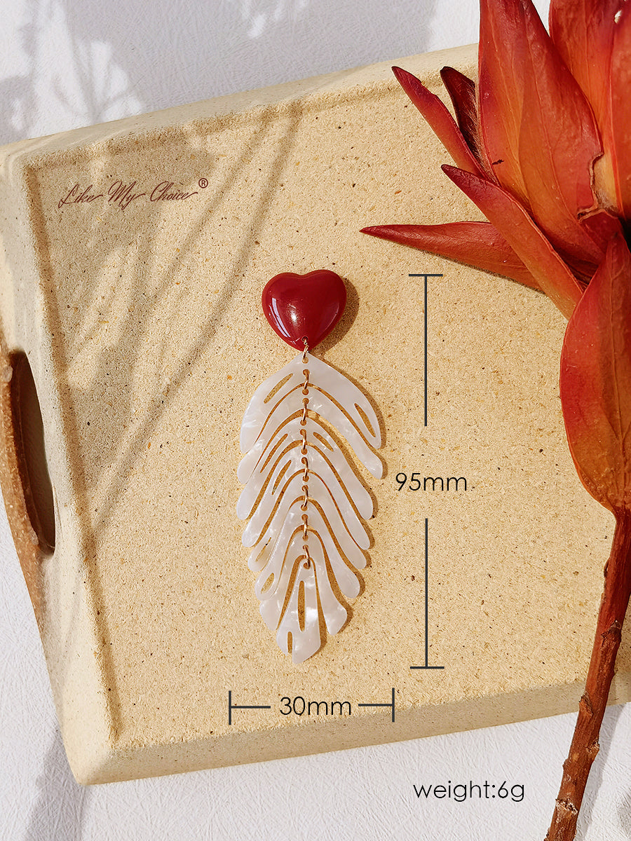 Bar Post Acrylic Leaf Long Resin Σκουλαρίκια Bohemian Jewelry
