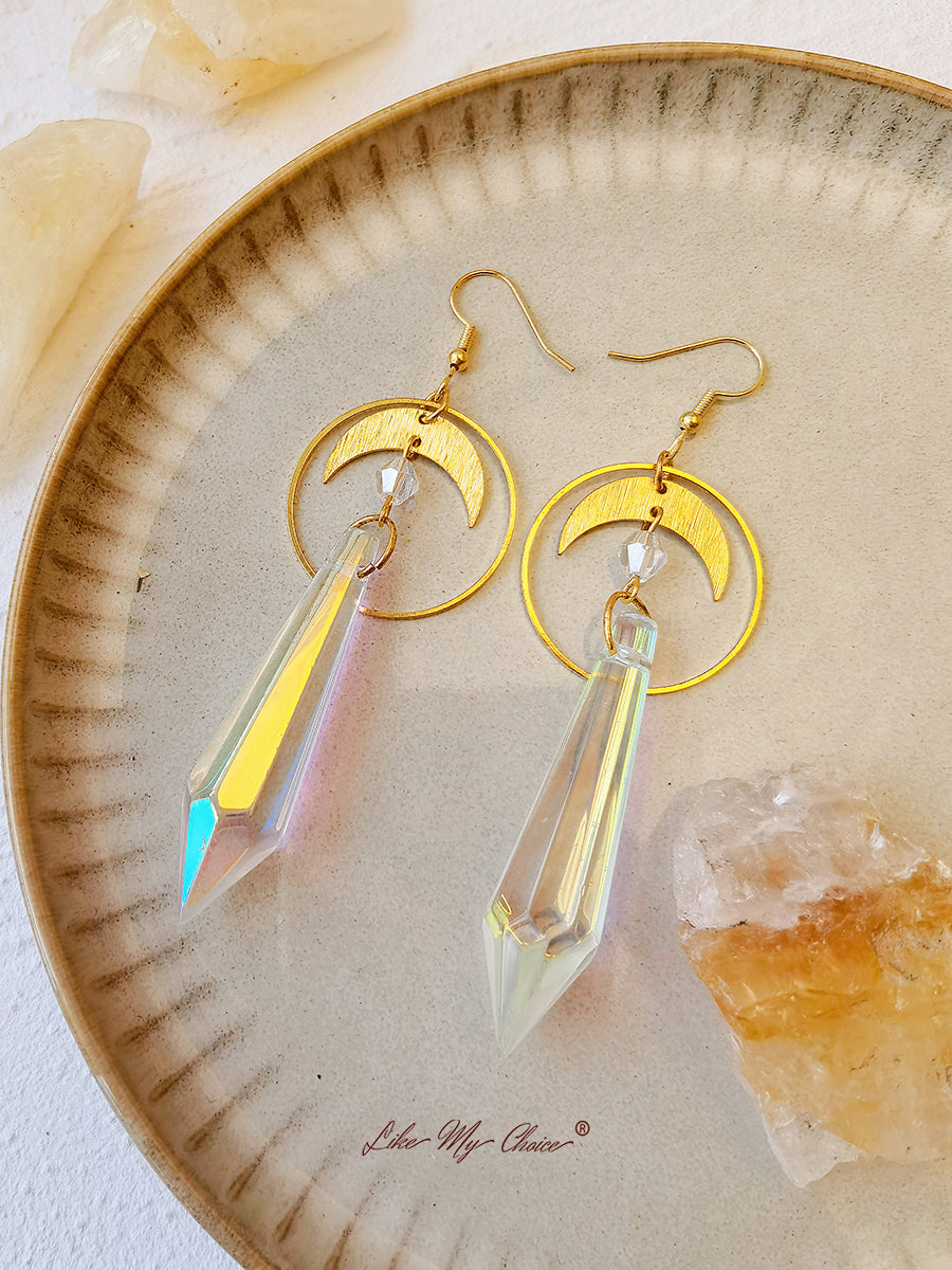 Boho Moon Crystal Earrings