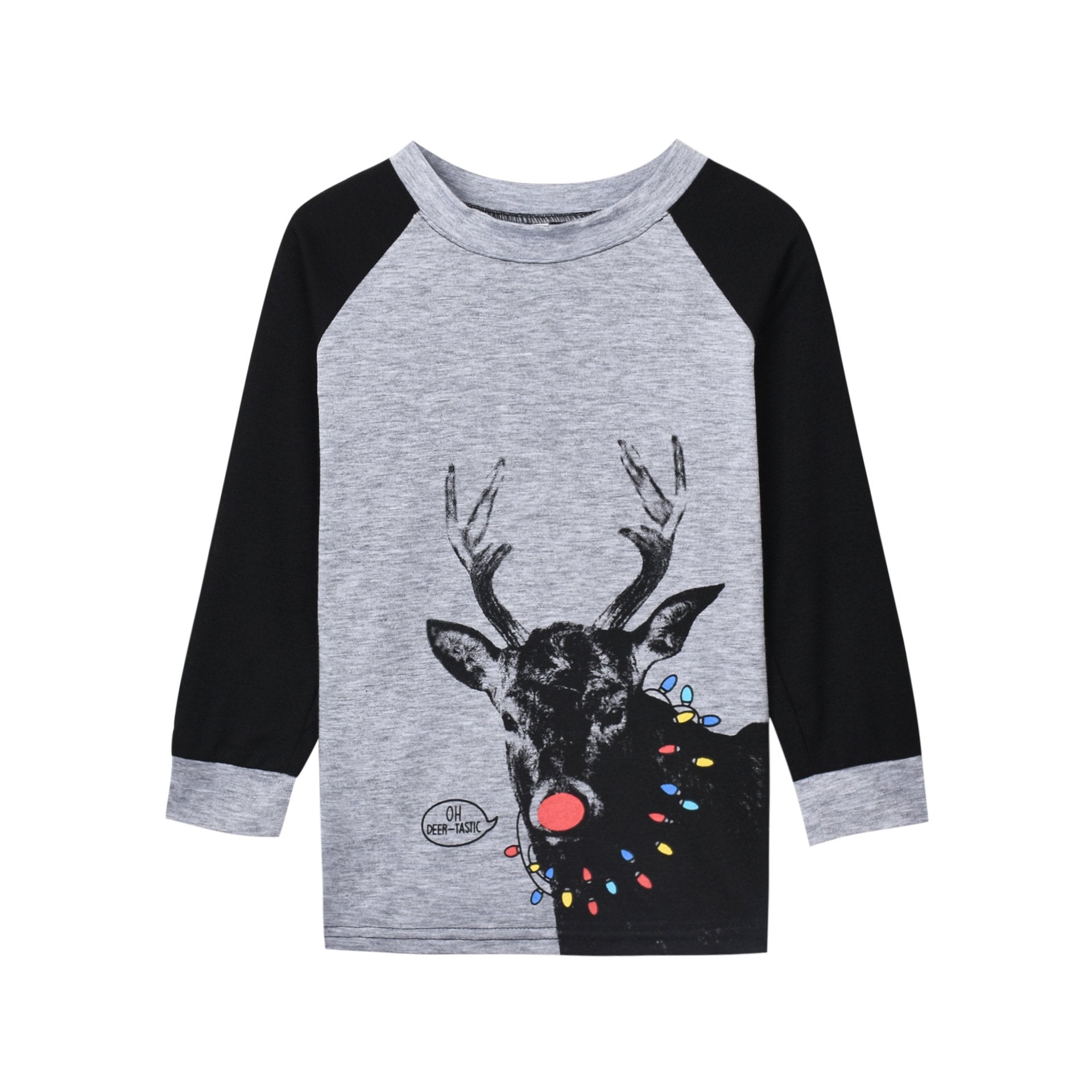 Christmas Plaid Deer Print Grey Family Matching Long-sleeve Pajamas Sets
