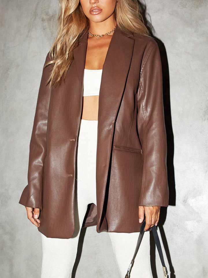 Leather Coat Casual Blazer