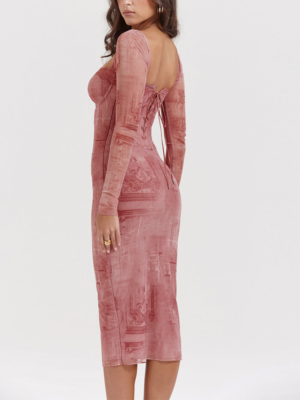فستان كورسيه بطباعة وردية