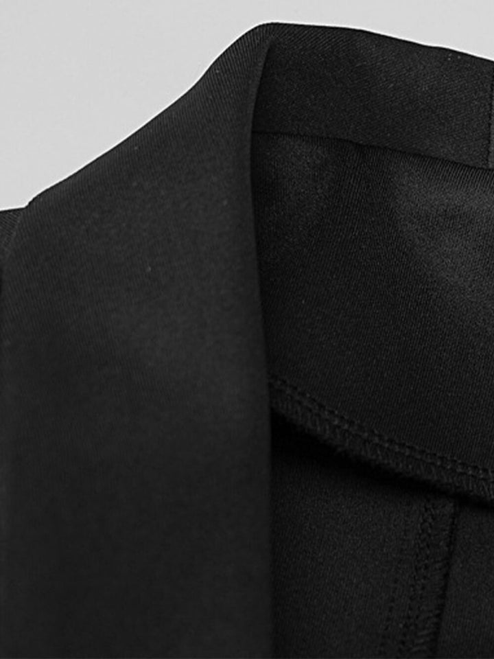 Stitched Furry V-Neck Hollow Suit Miniskirt