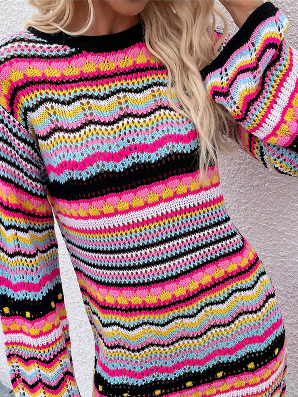 Striped Pullover Mid-Length Sweater