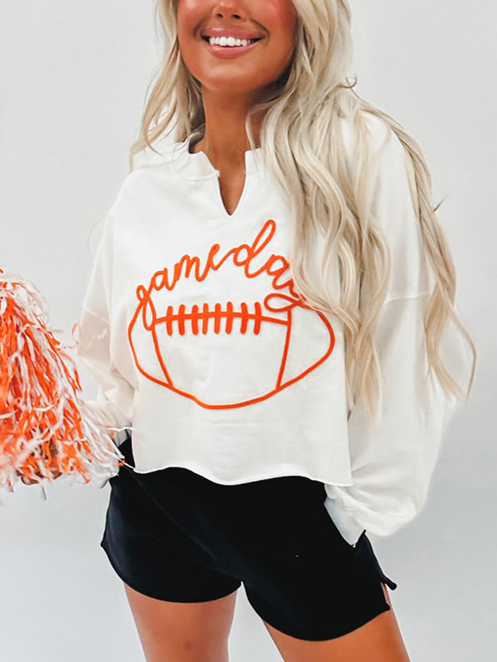 Casual Rugby Letter Embroidered Pullover Sweatshirt