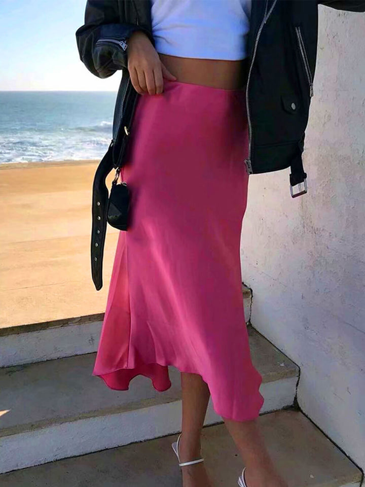 Elegante effen kleur rok
