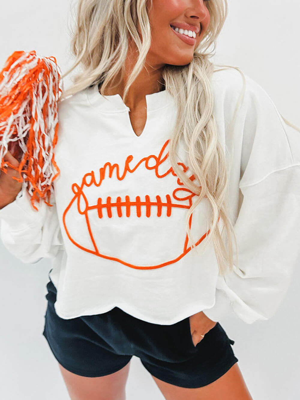 Casual Rugby Letter Embroidered Pullover Sweatshirt