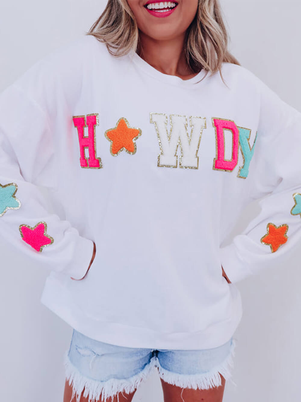 Mode letter sterrenprint sweatshirt