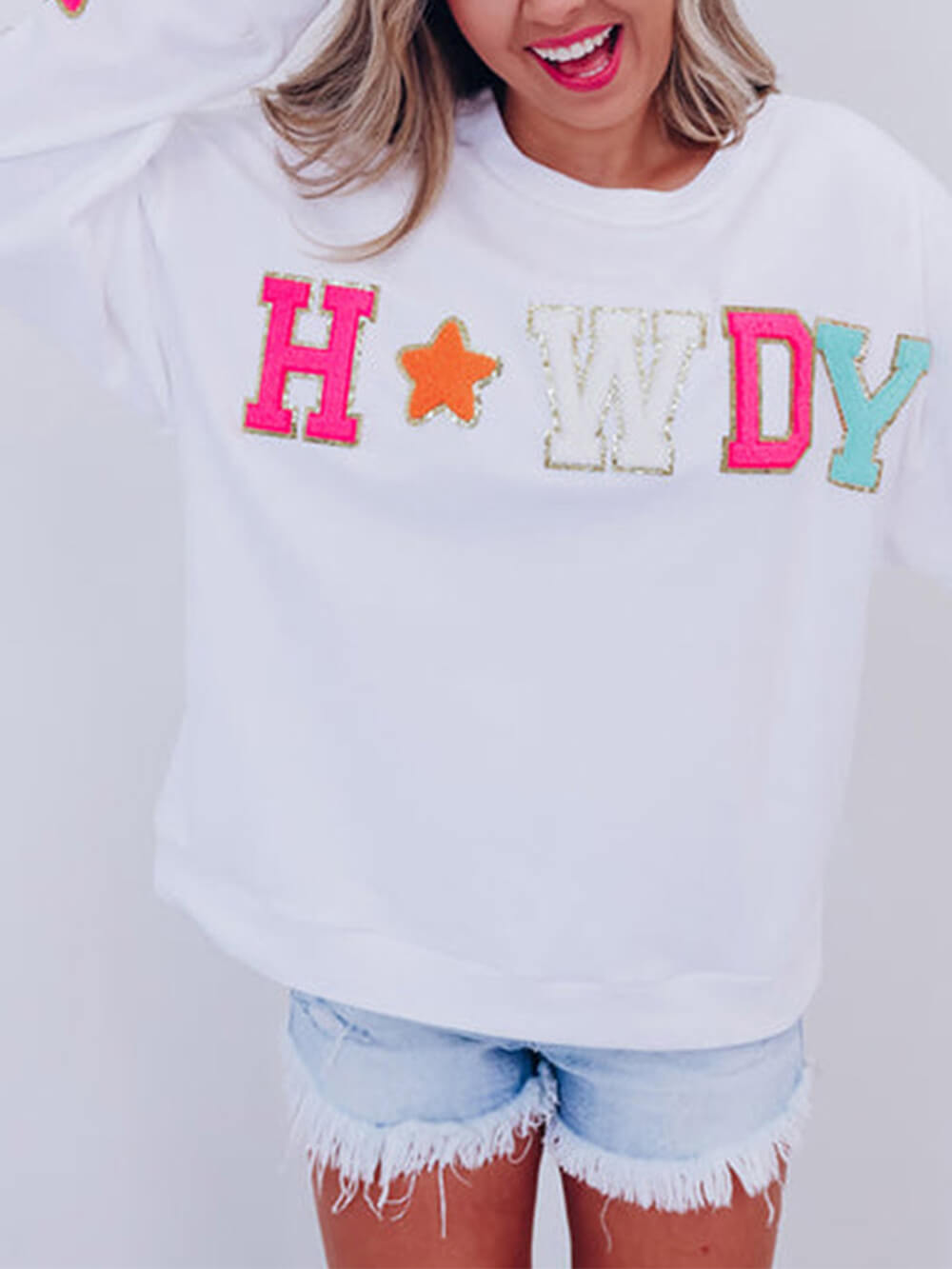 Sweat-shirt à la mode avec lettres et étoiles imprimées