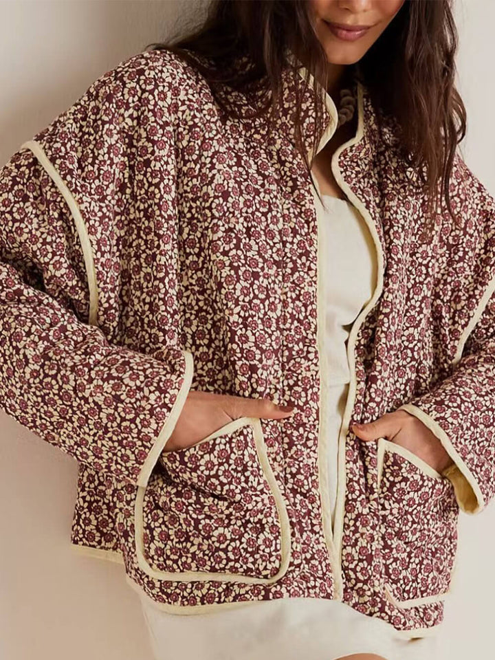 Cardigan Cotton Coat With Printed Thin Pockets