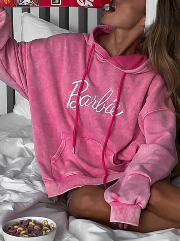 Washed Letter Embroidered Sweatshirt