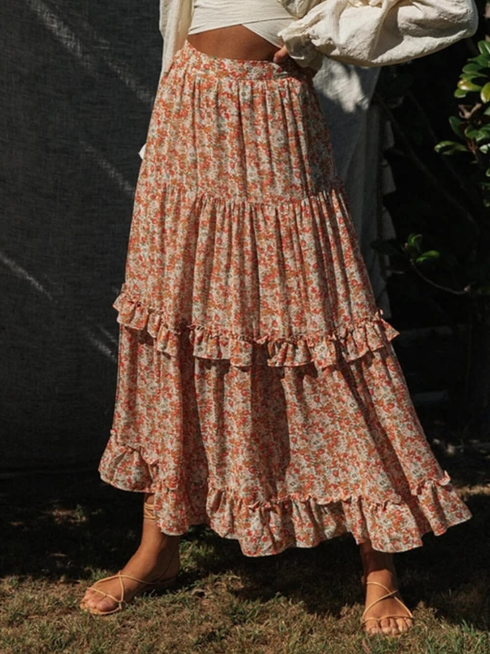 Pastoral Bohemian Floral Skirt