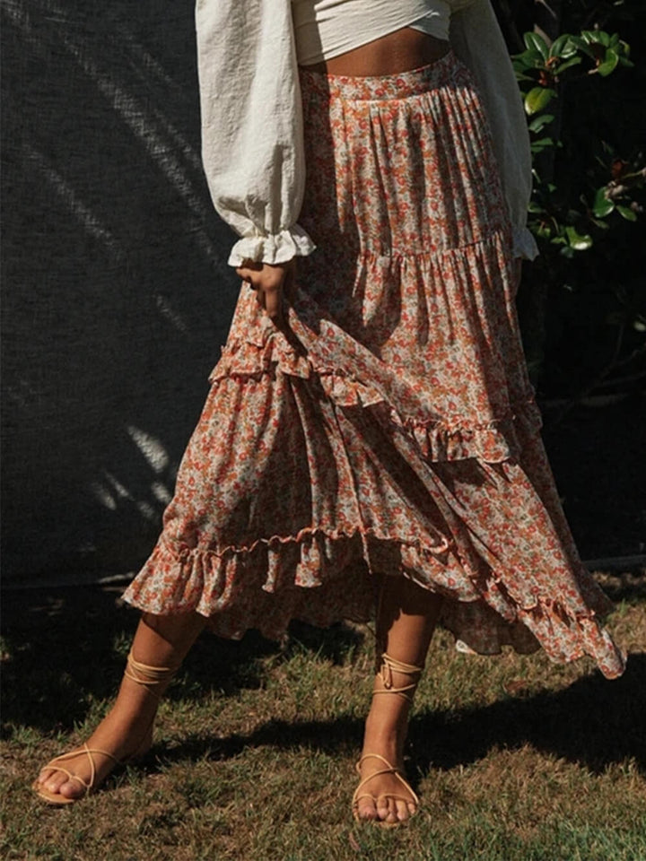 Pastoral Bohemian Floral Skirt