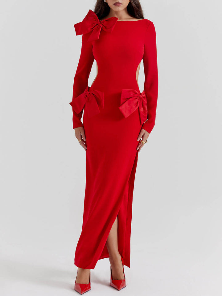 Rode strik maxi-jurk