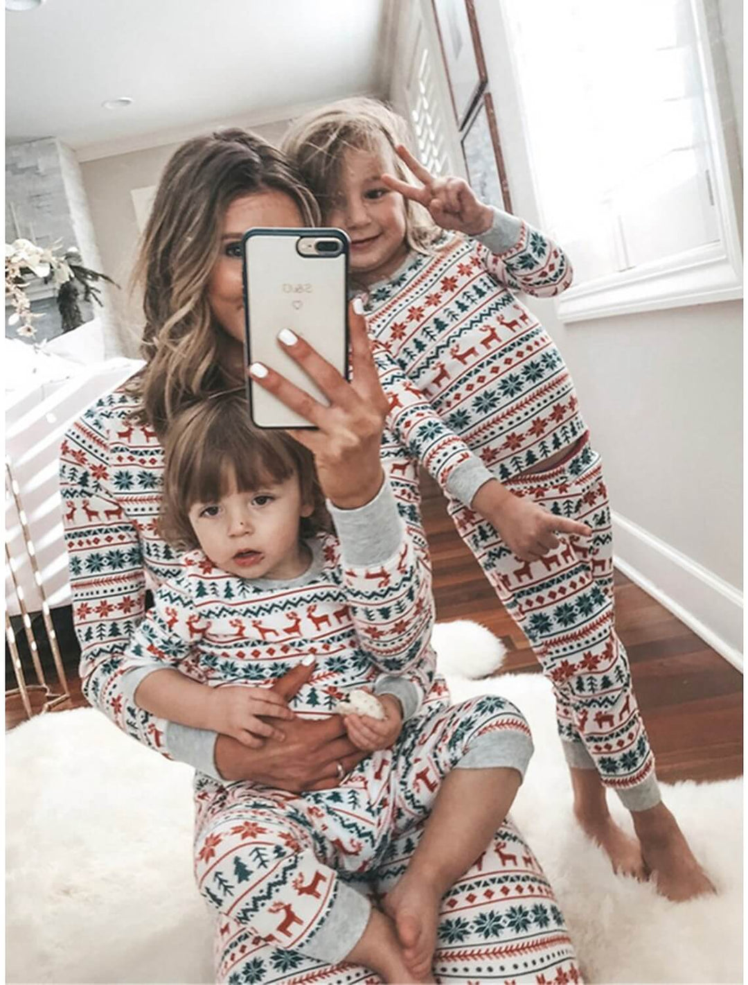 Chrëschtdag Snowflake Trees Family Pyjamas Sets