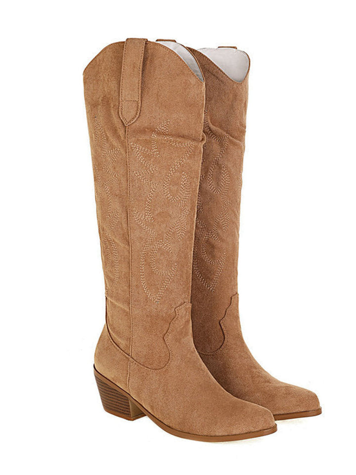 Western Suede Knee High Boots