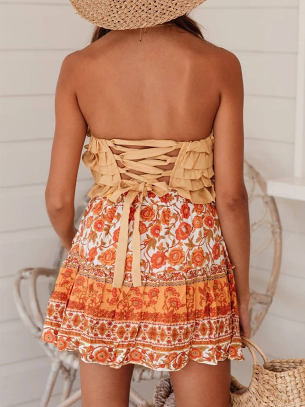 Bohemian Ethnic Ruffle Skirt