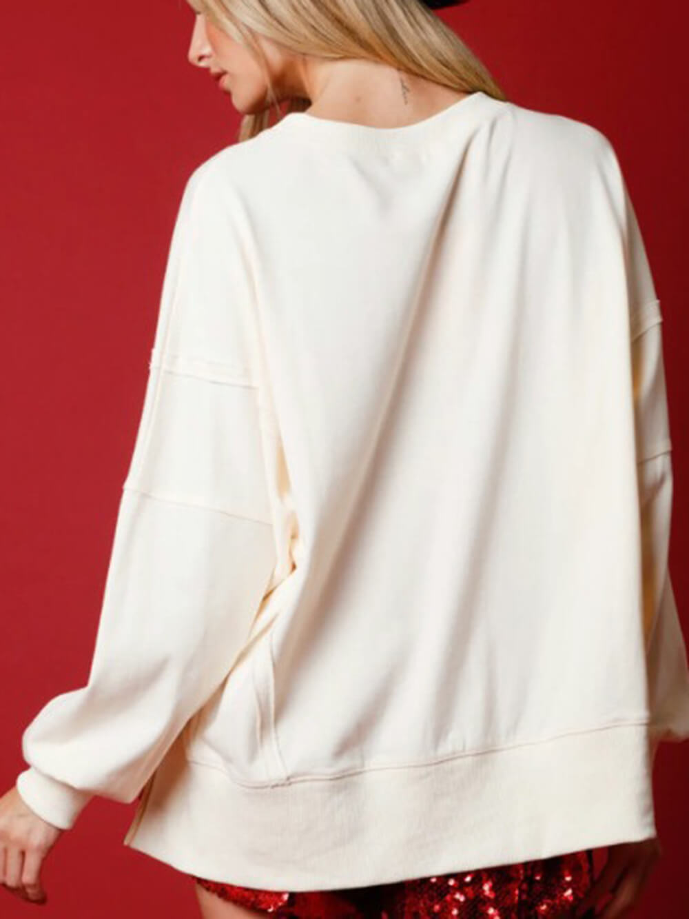 Chrëschtdag Sequined Long-sleeved Pullover Sweatshirt