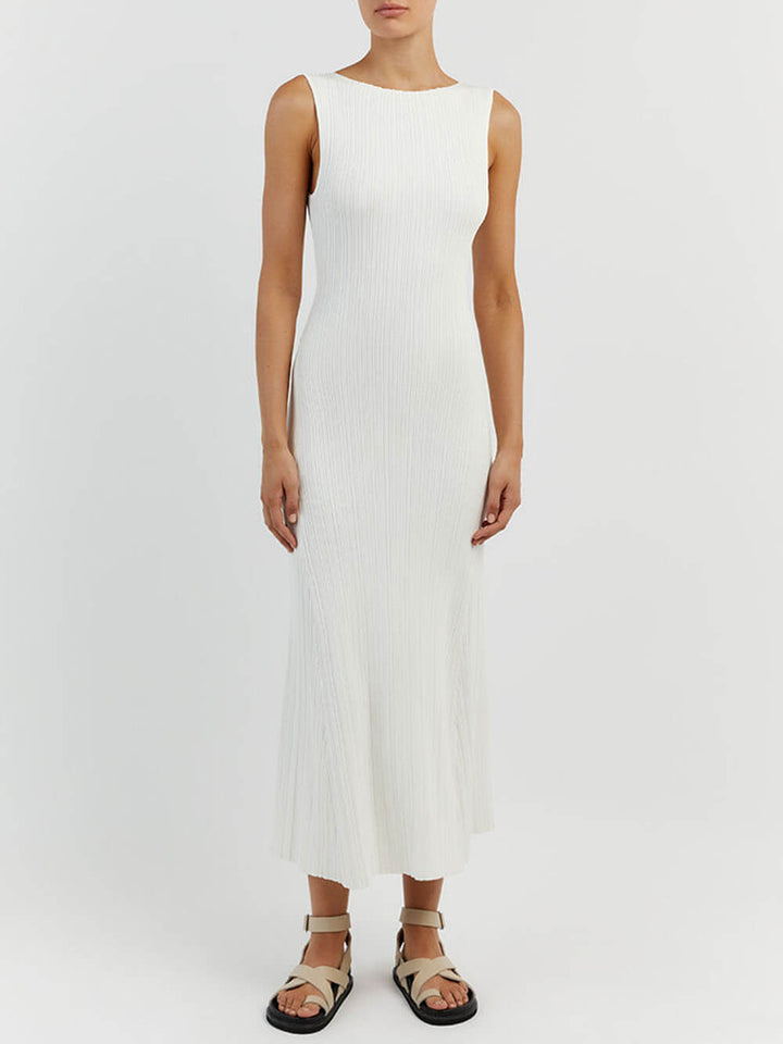 Off-White Sleeveless Midi Dress