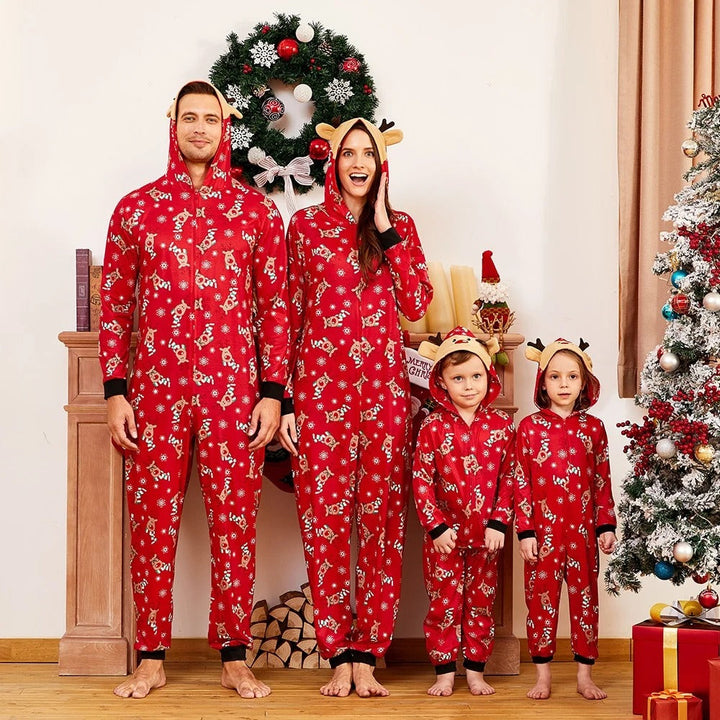 Flerfärgad Holiday Huva Familj Matchande Onesies Pyjamas