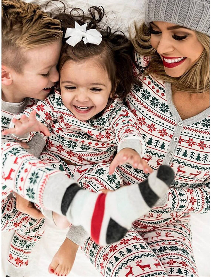 Σετ οικογενειακών πιτζάμες Χριστουγεννιάτικες νιφάδες χιονιού
