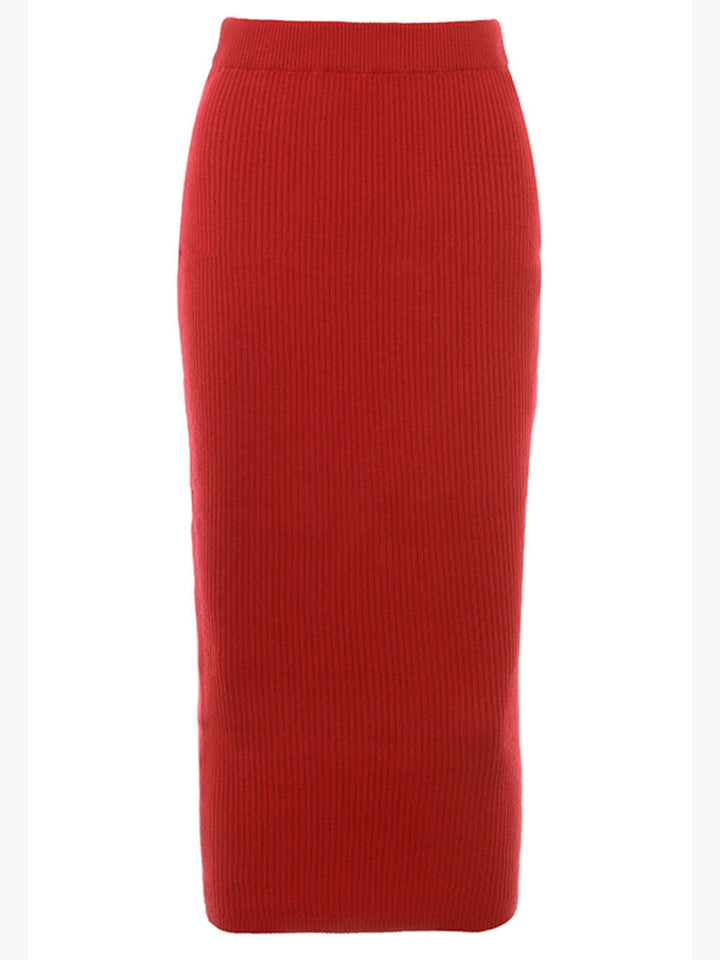 تنورة ماكسي من مزيج التريكو باللون الأحمر