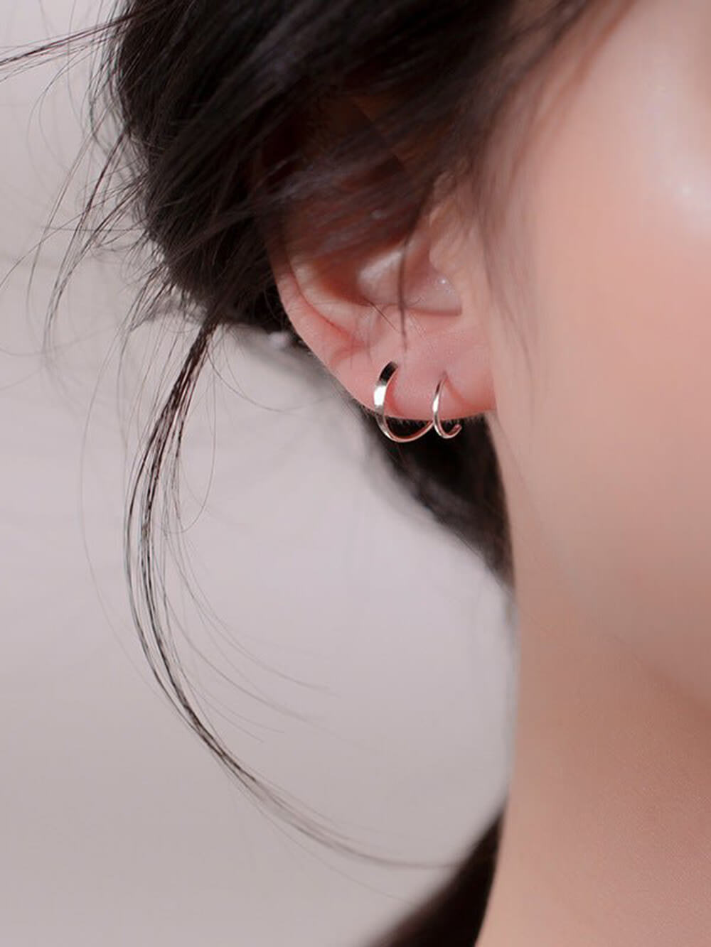 Boucles d'oreilles torsadées en spirale minimale S925