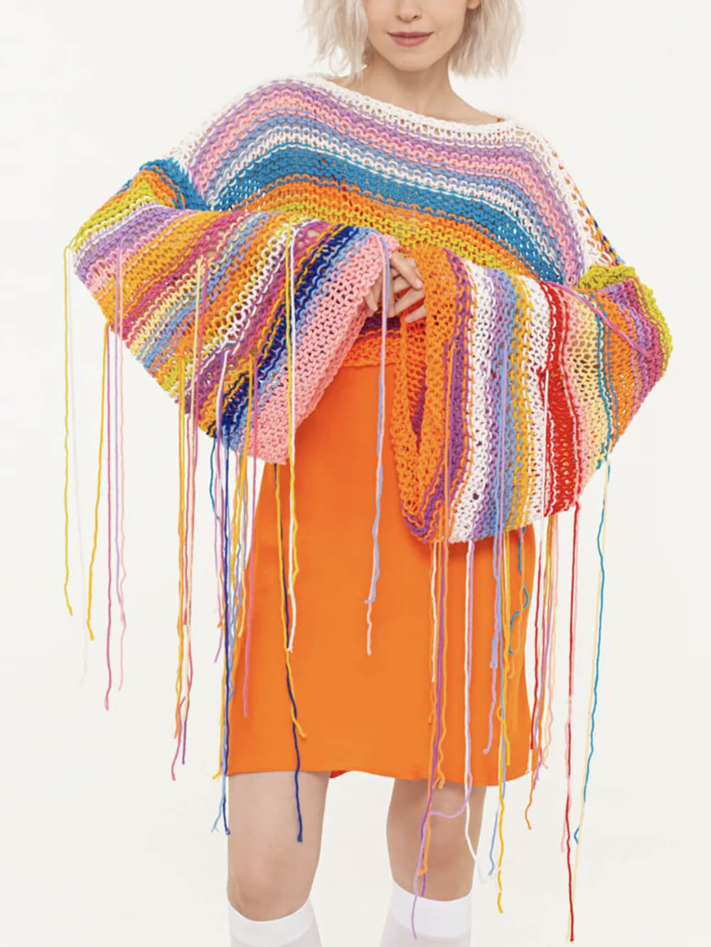 Rainbow Tassel Løs sweater