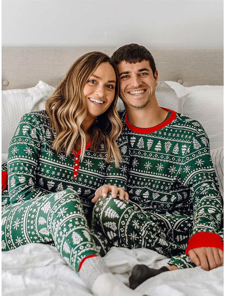 Christmas Snowflake Trees Family Pajamas Sets