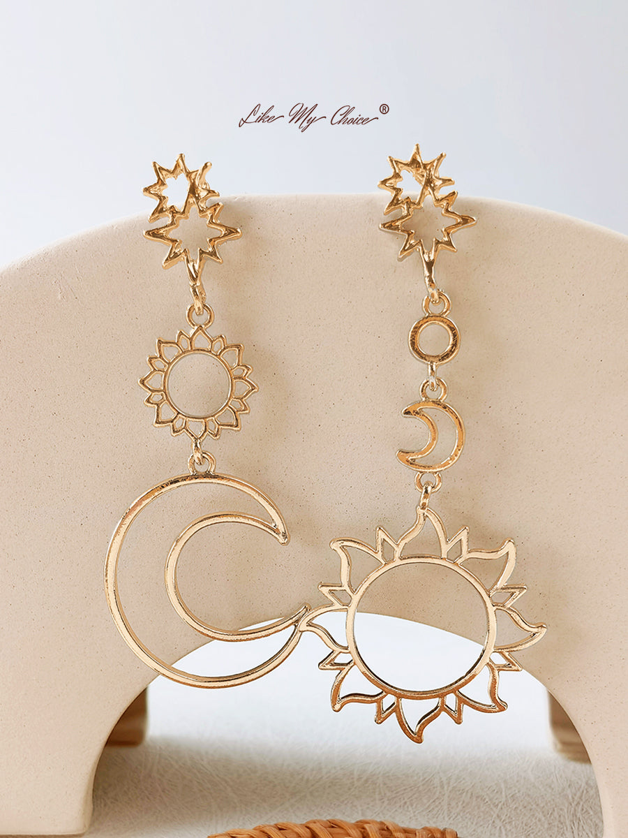 Boucles d'oreilles déesse du soleil et de la lune