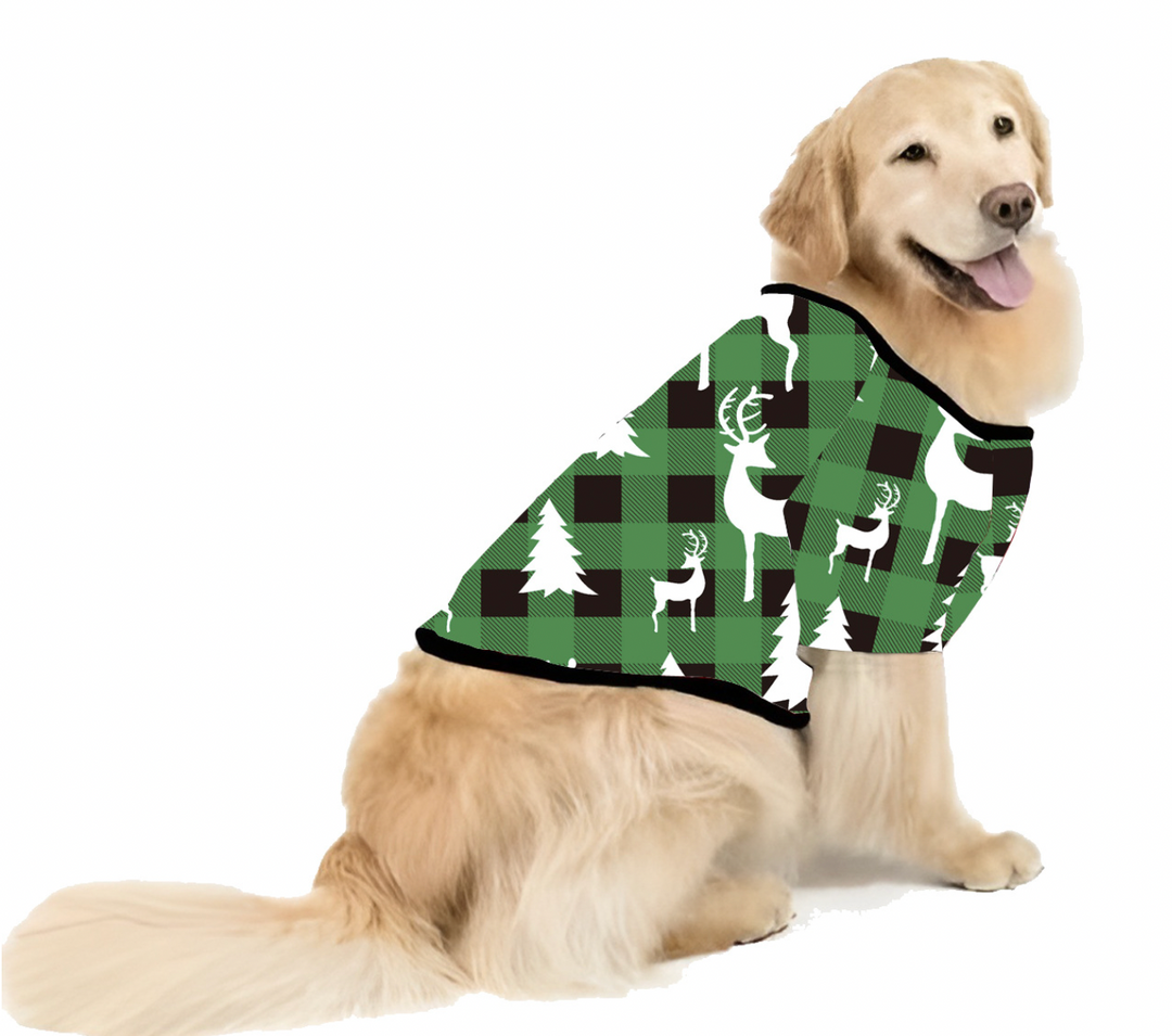 أطقم بيجامات متطابقة للعائلة بنمط شجرة عيد الميلاد منقوشة باللون الأخضر (مع ملابس الكلاب الأليفة)