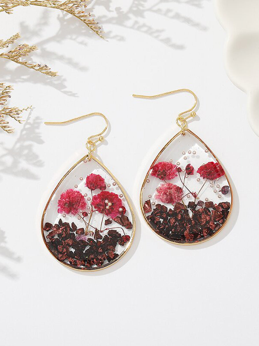 Handmade Mineral Begonia Flower Earrings