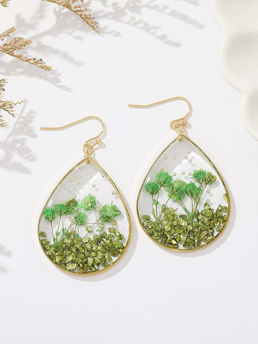 Handmade Mineral Begonia Flower Earrings