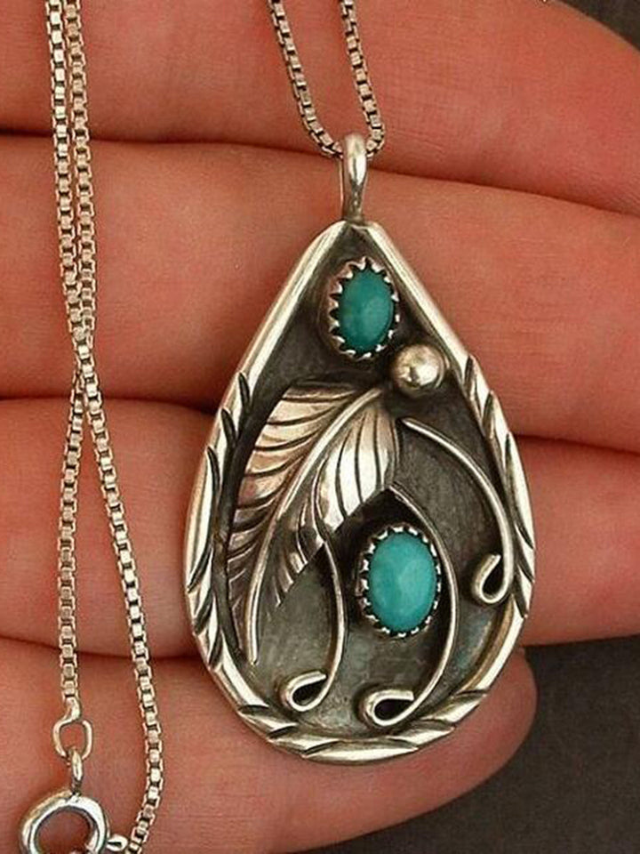 Turquoise Feather Pendant Halskette